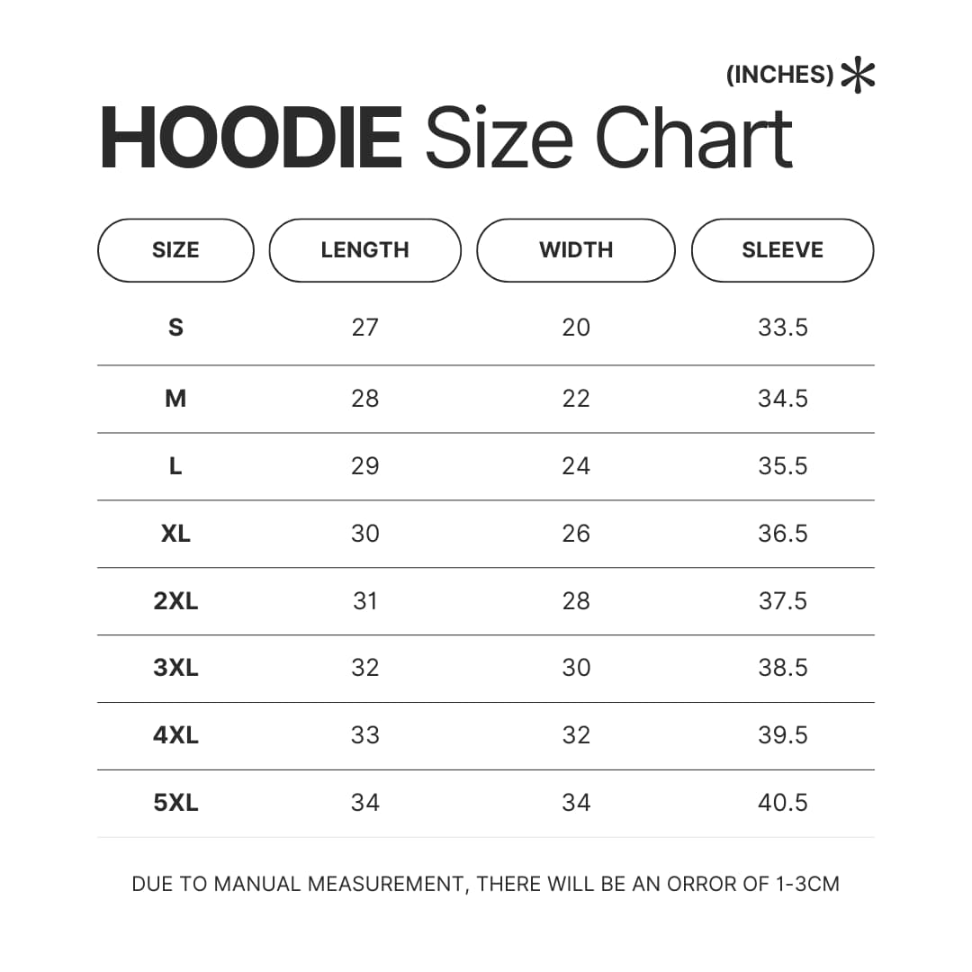 Hoodie Size Chart - Family Guy Merch