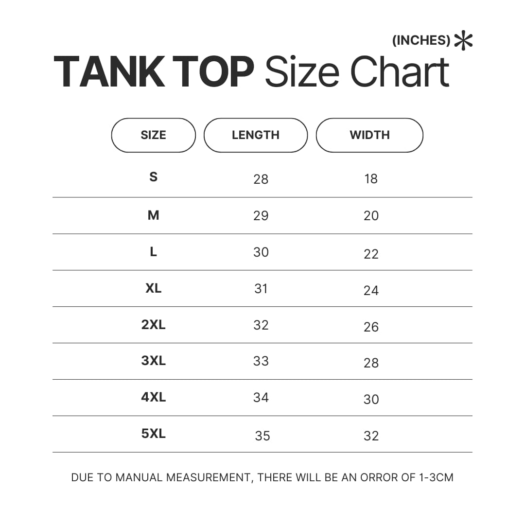 Tank Top Size Chart - Family Guy Merch