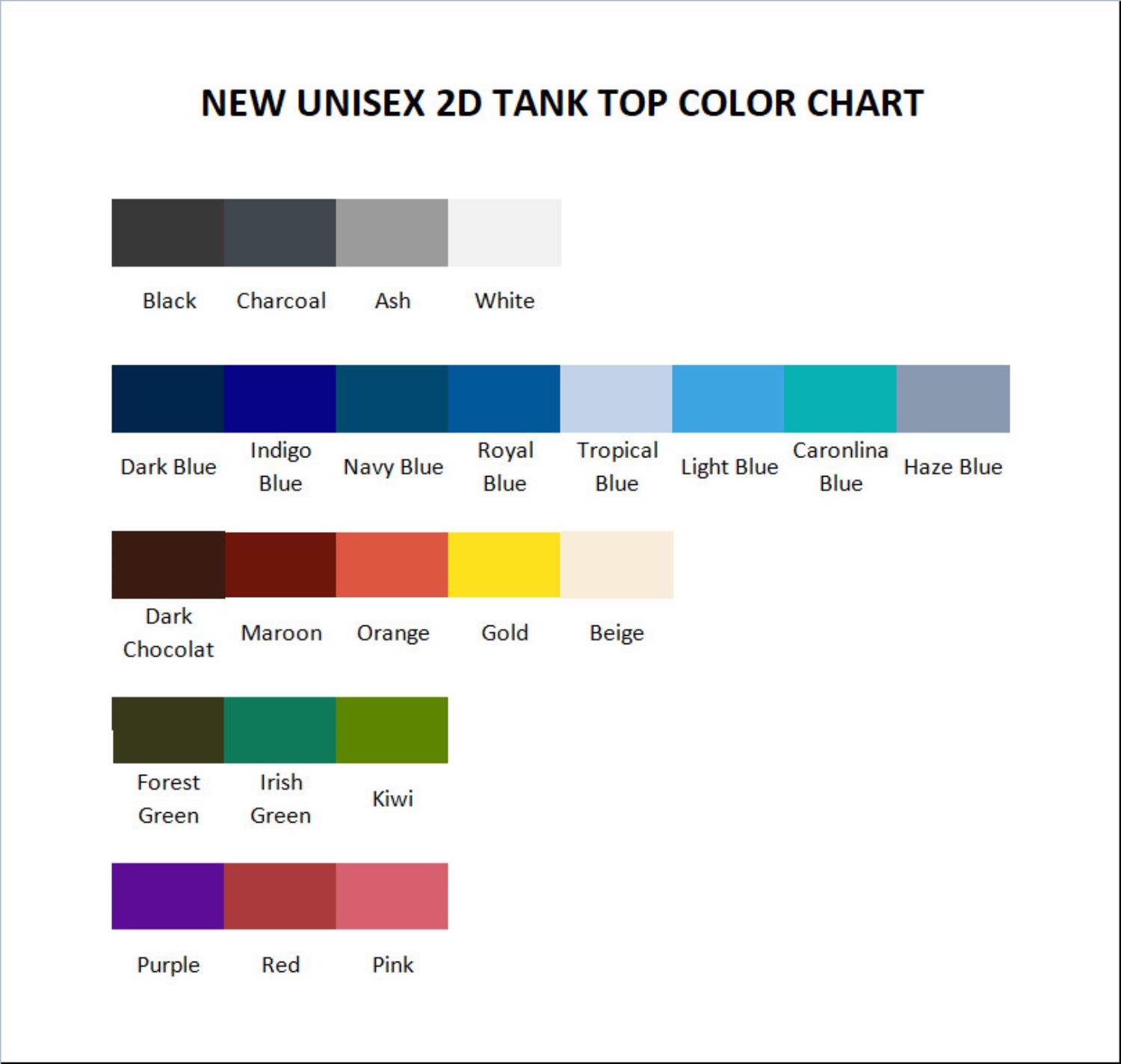 tank top color chart - Family Guy Merch