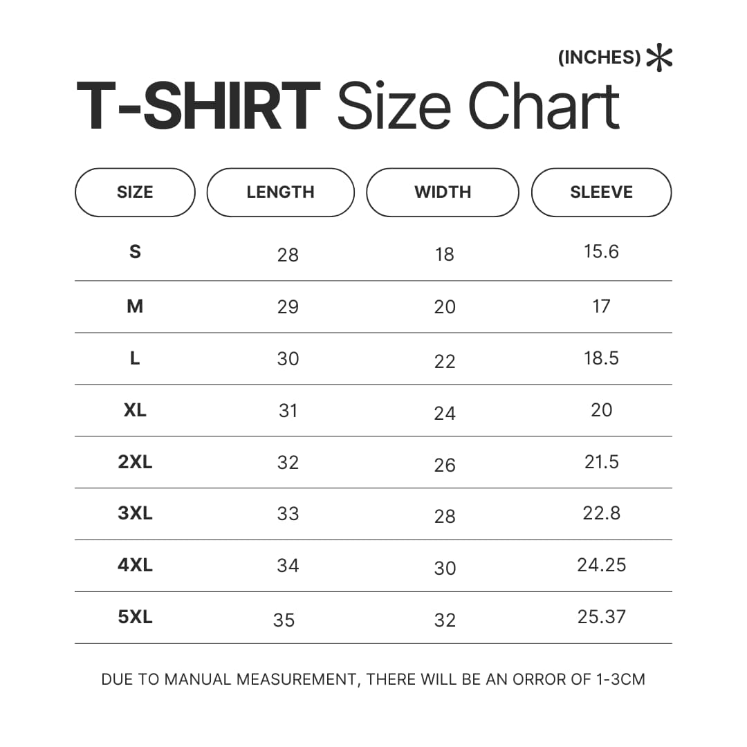 T shirt Size Chart - Family Guy Merch