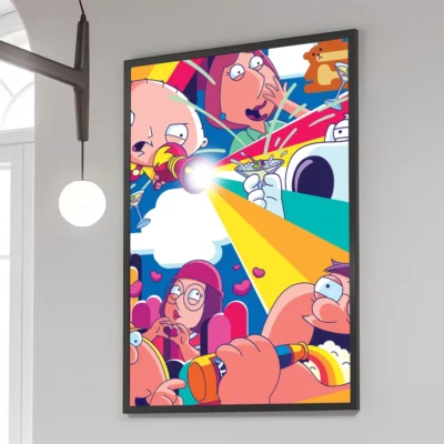 Family Guy Colorful Cartoon Mashup Wall Art